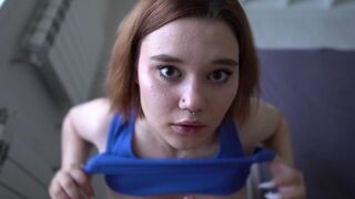 The slut made a mess of saliva on the dick, it flowed down her cheeks