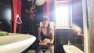 My filthy friend screwed me on the bathroom floor