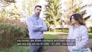 Public Agent Cheating Spanish wife gets fucked for cash