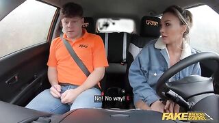 A cheating wife with big tits gets fucked in a car by the road