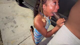 A married girl sucking my cock in the parking lot like a lot lizard
