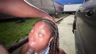 A married girl sucking my cock in the parking lot like a lot lizard