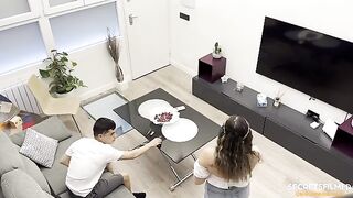 A hot blondie came to her stepsister to get help for watching porn