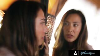 Beautiful babe Eva Lovia has hard romantic sex with her wife in a rented cabin