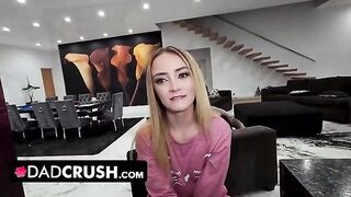 Two step-daughters competing to ride their step-daddy’s big cock hardest