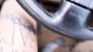 Girl masturbates and has sex with an Uber driver in the car