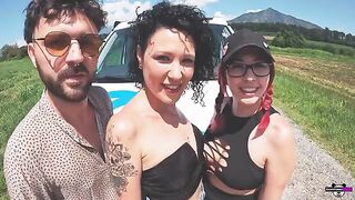 Foursome sex with Italian girls in the camper is pure fire!