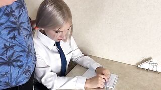A cute girl is fucking with her tutor in a steamy homemade scene