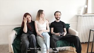Two French amateur girls share the same big dick