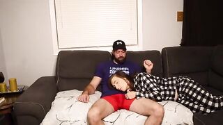 A stepson fucks his steaming-hot stepmom on a couch