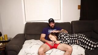 A stepson fucks his steaming-hot stepmom on a couch