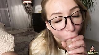 A girl is having fun with her boss after work, getting wild