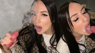 Public blowjob with a risk of being caught and a cumshot on the face