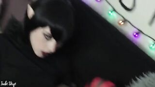 Mavis first experiences a blowjob and cum swallow while wearing fangs