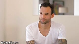 The tattooed Frenchman and the hot Latina Eliza Ibarra are dancing on the sheets