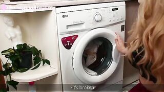 A lovely woman got stuck, but her husband still fucked her hard