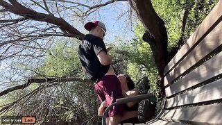 Busty Girl Almost Caught Getting a BJ by the Lake