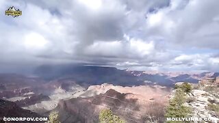 Crazy hiking for sex with Molly Pills and her boyfriend on a cliff