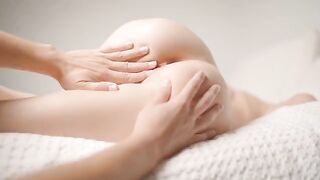 The man gently caressed her pussy with his fingers during a massage