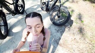 Petite cyclist takes a huge tourist cock in her tight hole