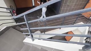 Two fake agents fucked a Chilean model with perfect ass in an elevator and toilet