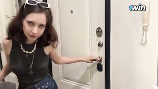 Met a cute Ukrainian schoolgirl on the street and fucked her that day
