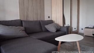 A guy fucks his steaming stepmom while his wife watches outside the window