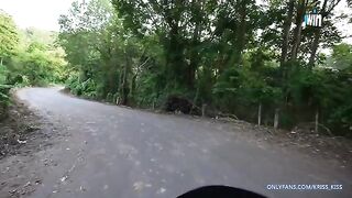 A sexy girl has her first motorcycle experience with a stranger and gets fucked hard in the jungle