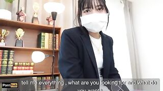 The gardener fucks the Asian teacher in the classroom, a steamy scene with Mya Mya