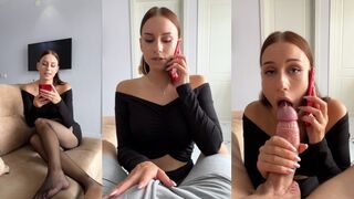 My boyfriend sent me to cheat! I told on the phone about intense throat action