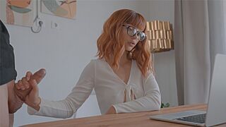 A cute girl seduced a guy on a zoom meeting and got fucked hard
