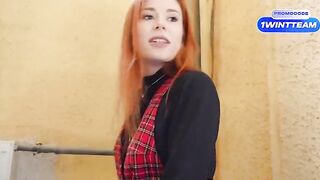 A busty girl is fucking with YouTuber in the corridor