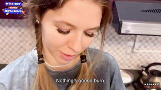 A flatmate girl is not against periodic sex in the kitchen, especially when it’s risky and hardcore