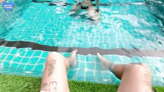 I fucked my friend in the pool, her BF didn’t notice