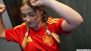 A hot Spanish supporter was getting fucked in the ass and DP in the parking lot