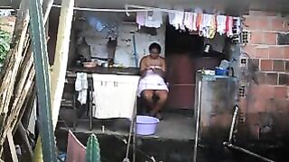 A black beauty did not know about the hidden phone camera