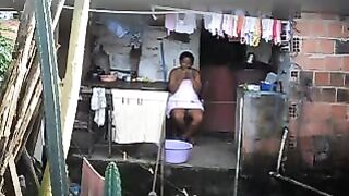 A black beauty did not know about the hidden phone camera