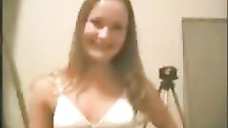 A young girl has sex at home with someone special, showcasing her innocence in a steamy homemade scene