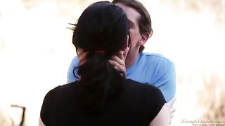 A couple engaged in passionate sex right in the nature
