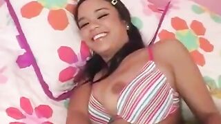 Cute brunette girl broshka fucked by a man with a big dick