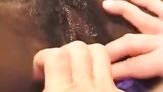 Black beauty fucked by a white old man on the bed