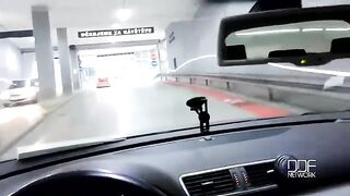 A blowjob with a guy driving in a car