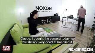 Brunette beauty fucked on the table by a casting agent