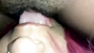 The guy forced the Latin model to lick her hairy pussy on camera