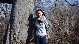 Fucked in the forest with a stranger using a dildo