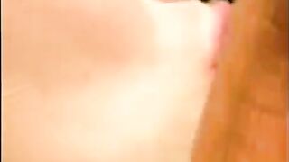 A guy made cumshot on the face of his girlfriend near the pool