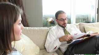 The stepdaughter showed her dad her pussy and he fucked her