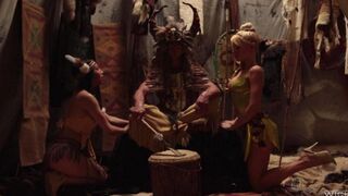 Heroes of fairy tales fucked with red-skinned beauties in threesomes
