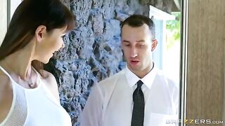 A noble man fucked a beautiful woman with big fake tits