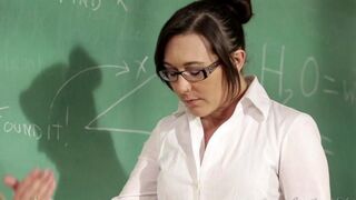 The girl is having affair with her teacher at the table